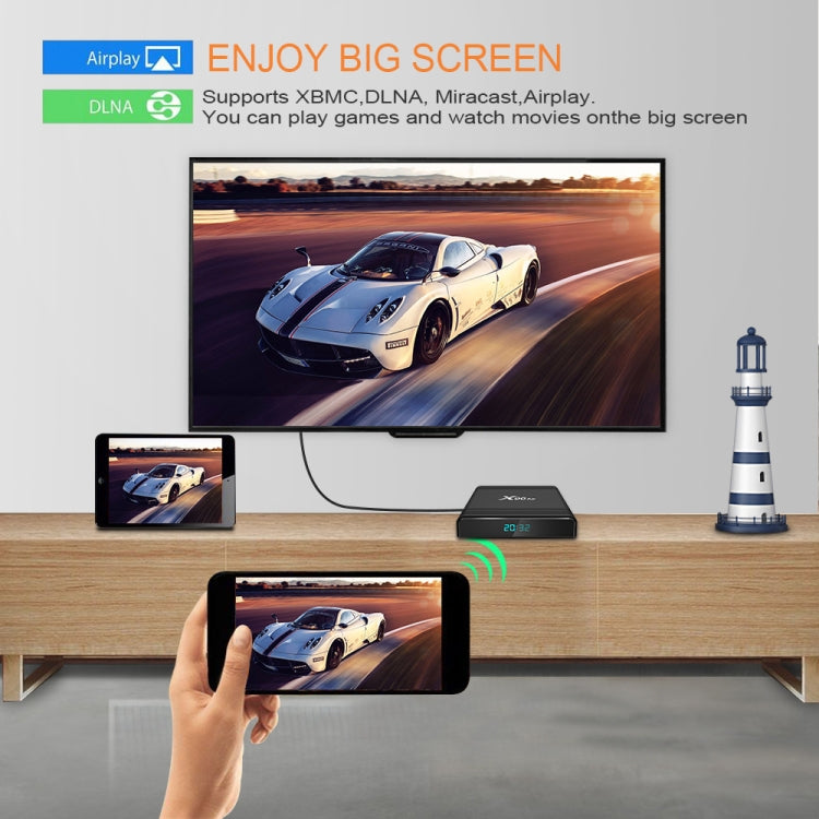 صندوق تلفاز ذكي X96 Air 8K بنظام أندرويد 9.0 مشغل وسائط مع جهاز تحكم عن بعد، رباعي النواة Amlogic S905X3، ذاكرة وصول عشوائي: 4 جيجابايت، ذاكرة تخزين داخلية: 32 جيجابايت، واي فاي مزدوج النطاق، بلوتوث، قابس أسترالي، 4GB+32GB