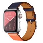 سوار ساعة من الجلد بحلقة مفردة بلونين لسلسلة Apple Watch 3 و2 و1، 38مم برتقالي + أزرق فاتح، 42مم برتقالي + أزرق فاتح، 38مم وردي + أحمر نبيذي، 42مم وردي + أحمر نبيذي، 38مم كهرماني + برتقالي أحمر + وردي فاتح، 42مم كهرماني + برتقالي أحمر + وردي فاتح