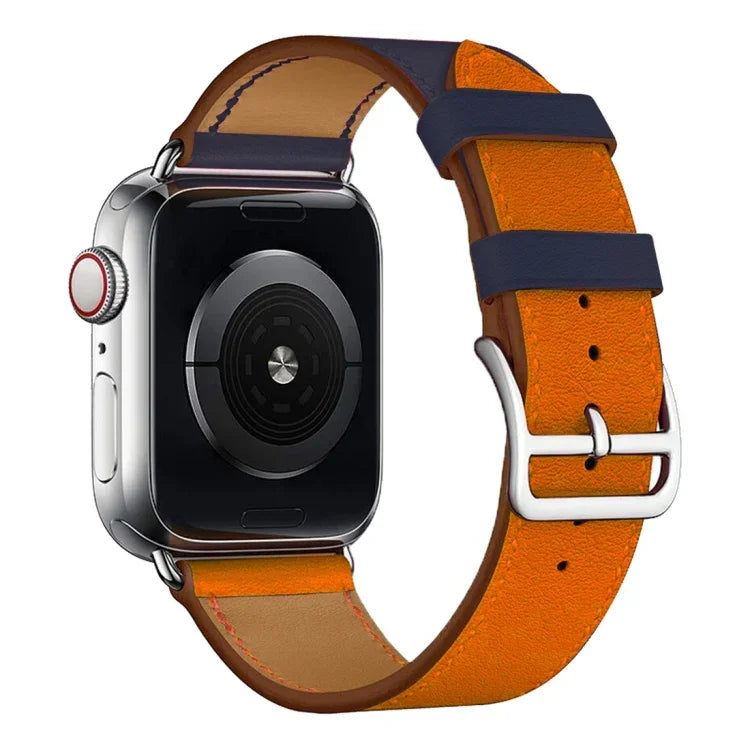 سوار ساعة من الجلد بحلقة مفردة بلونين لسلسلة Apple Watch 3 و2 و1، 38مم برتقالي + أزرق فاتح، 42مم برتقالي + أزرق فاتح، 38مم وردي + أحمر نبيذي، 42مم وردي + أحمر نبيذي، 38مم كهرماني + برتقالي أحمر + وردي فاتح، 42مم كهرماني + برتقالي أحمر + وردي فاتح