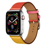سوار ساعة من الجلد بحلقة مفردة بلونين لسلسلة Apple Watch 3 و2 و1، 38مم برتقالي + أزرق فاتح، 42مم برتقالي + أزرق فاتح، 38مم وردي + أحمر نبيذي، 42مم وردي + أحمر نبيذي، 38مم كهرماني + برتقالي أحمر + وردي فاتح، 42مم كهرماني + برتقالي أحمر + وردي فاتح