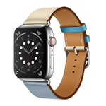 سوار ساعة من الجلد بحلقة مفردة بلونين لسلسلة Apple Watch 3 و2 و1، 38مم برتقالي + أزرق فاتح، 42مم برتقالي + أزرق فاتح، 38مم وردي + أحمر نبيذي، 42مم وردي + أحمر نبيذي، 38مم كهرماني + برتقالي أحمر + وردي فاتح، 42مم كهرماني + برتقالي أحمر + وردي فاتح