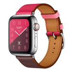 سوار ساعة من الجلد بحلقة مفردة بلونين لسلسلة Apple Watch 3 و2 و1، 38مم برتقالي + أزرق فاتح، 42مم برتقالي + أزرق فاتح، 38مم وردي + أحمر نبيذي، 42مم وردي + أحمر نبيذي، 38مم كهرماني + برتقالي أحمر + وردي فاتح، 42مم كهرماني + برتقالي أحمر + وردي فاتح