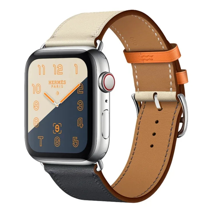سوار ساعة من الجلد بحلقة مفردة بلونين لسلسلة Apple Watch 3 و2 و1، 38مم برتقالي + أزرق فاتح، 42مم برتقالي + أزرق فاتح، 38مم وردي + أحمر نبيذي، 42مم وردي + أحمر نبيذي، 38مم كهرماني + برتقالي أحمر + وردي فاتح، 42مم كهرماني + برتقالي أحمر + وردي فاتح