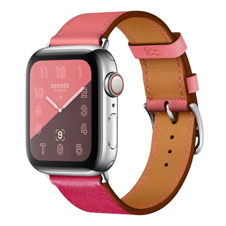 سوار ساعة من الجلد بحلقة مفردة بلونين لسلسلة Apple Watch 3 و2 و1، 38مم برتقالي + أزرق فاتح، 42مم برتقالي + أزرق فاتح، 38مم وردي + أحمر نبيذي، 42مم وردي + أحمر نبيذي، 38مم كهرماني + برتقالي أحمر + وردي فاتح، 42مم كهرماني + برتقالي أحمر + وردي فاتح