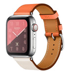 سوار ساعة من الجلد بحلقة مفردة بلونين لسلسلة Apple Watch 3 و2 و1، 38مم برتقالي + أزرق فاتح، 42مم برتقالي + أزرق فاتح، 38مم وردي + أحمر نبيذي، 42مم وردي + أحمر نبيذي، 38مم كهرماني + برتقالي أحمر + وردي فاتح، 42مم كهرماني + برتقالي أحمر + وردي فاتح