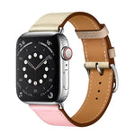 سوار ساعة من الجلد بحلقة مفردة بلونين لسلسلة Apple Watch 3 و2 و1، 38مم برتقالي + أزرق فاتح، 42مم برتقالي + أزرق فاتح، 38مم وردي + أحمر نبيذي، 42مم وردي + أحمر نبيذي، 38مم كهرماني + برتقالي أحمر + وردي فاتح، 42مم كهرماني + برتقالي أحمر + وردي فاتح
