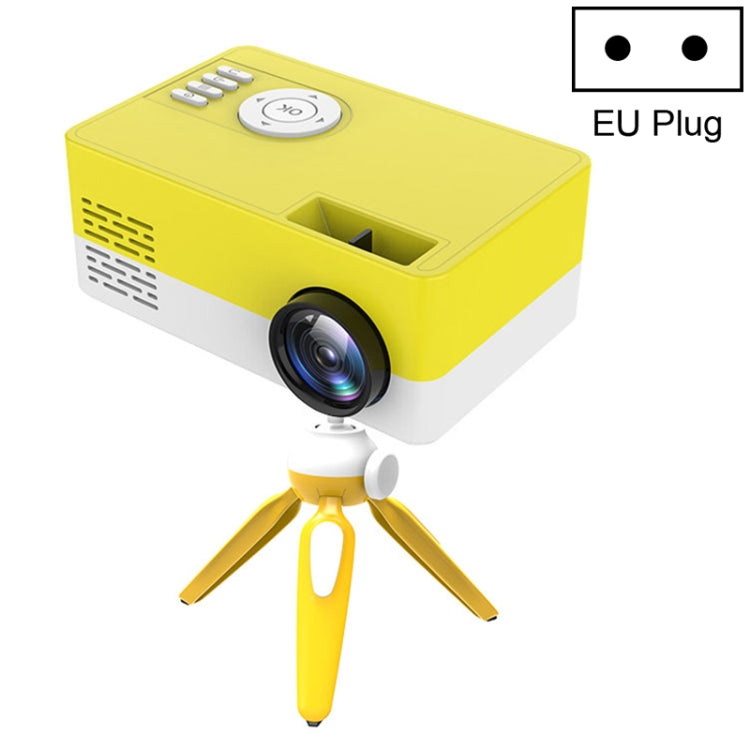 جهاز عرض LED منزلي صغير J15 بدقة 1920x1080P مع حامل ثلاثي القوائم، دعم AV / HDMI x 1 / USB x 1 / TF x 1، قابس الاتحاد الأوروبي، قابس الولايات المتحدة، قابس المملكة المتحدة، قابس أستراليا