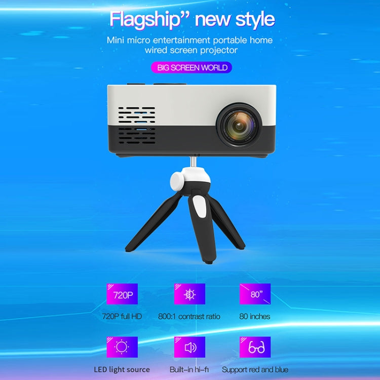 جهاز عرض LED منزلي صغير J15 بدقة 1920x1080P مع حامل ثلاثي القوائم، دعم AV / HDMI x 1 / USB x 1 / TF x 1، قابس الاتحاد الأوروبي، قابس الولايات المتحدة، قابس المملكة المتحدة، قابس أستراليا