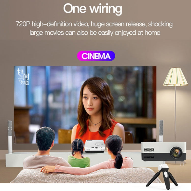 جهاز عرض LED منزلي صغير J15 بدقة 1920x1080P مع حامل ثلاثي القوائم، دعم AV / HDMI x 1 / USB x 1 / TF x 1، قابس الاتحاد الأوروبي، قابس الولايات المتحدة، قابس المملكة المتحدة، قابس أستراليا