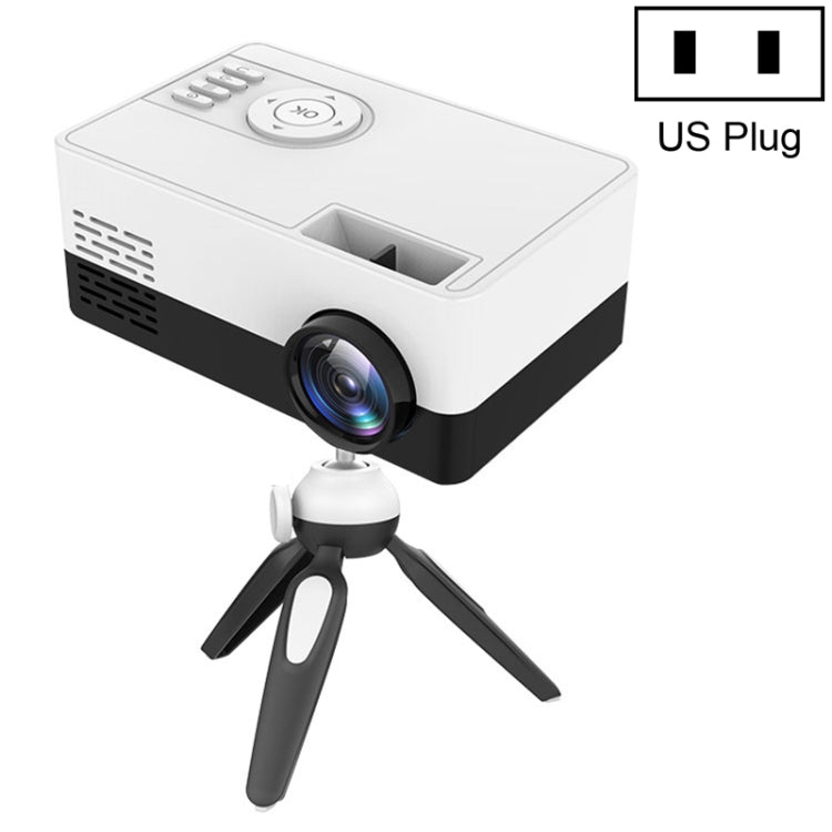 جهاز عرض LED منزلي صغير J15 بدقة 1920x1080P مع حامل ثلاثي القوائم، دعم AV / HDMI x 1 / USB x 1 / TF x 1، قابس الاتحاد الأوروبي، قابس الولايات المتحدة، قابس المملكة المتحدة، قابس أستراليا