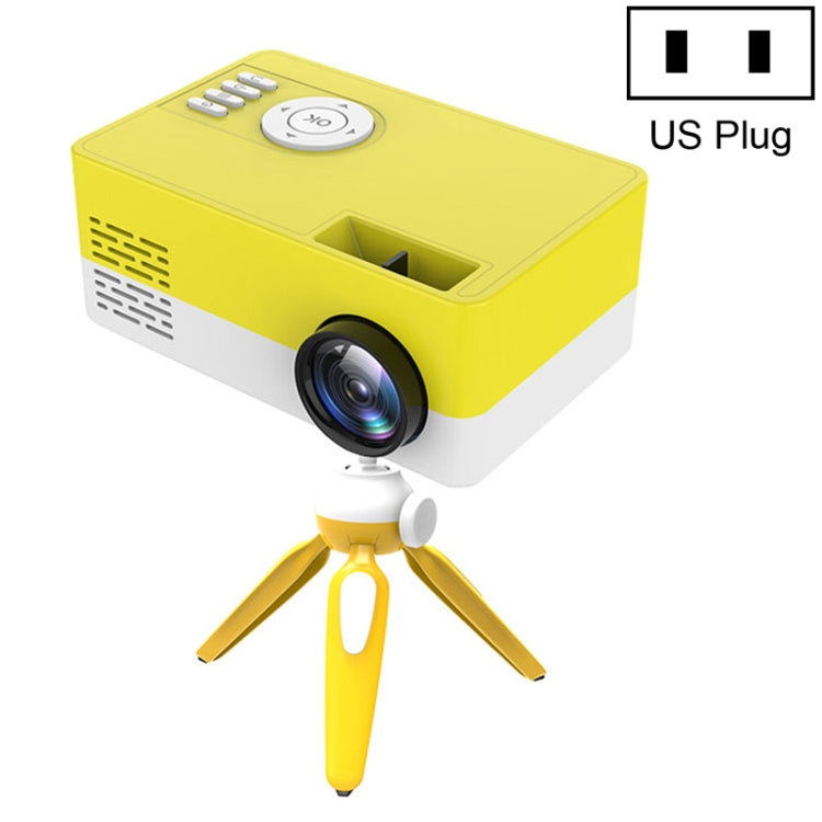 جهاز عرض LED منزلي صغير J15 بدقة 1920x1080P مع حامل ثلاثي القوائم، دعم AV / HDMI x 1 / USB x 1 / TF x 1، قابس الاتحاد الأوروبي، قابس الولايات المتحدة، قابس المملكة المتحدة، قابس أستراليا