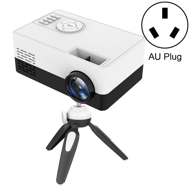 جهاز عرض LED منزلي صغير J15 بدقة 1920x1080P مع حامل ثلاثي القوائم، دعم AV / HDMI x 1 / USB x 1 / TF x 1، قابس الاتحاد الأوروبي، قابس الولايات المتحدة، قابس المملكة المتحدة، قابس أستراليا