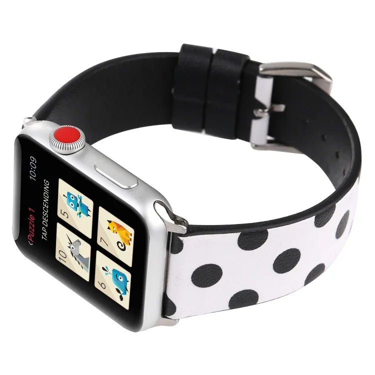 سلسلة أشرطة ساعة جلدية بديلة بنمط موجة الموضة لساعات Apple Watch Series 6 & SE & 5 & 4 مقاس 40مم / 3 & 2 & 1 مقاس 38مم، لساعات Apple Watch Series 8&7 مقاس 41مم / SE 2&6&SE&5&4 مقاس 40مم / 3&2&1 مقاس 38مم