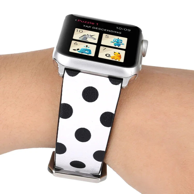سلسلة أشرطة ساعة جلدية بديلة بنمط موجة الموضة لساعات Apple Watch Series 6 & SE & 5 & 4 مقاس 40مم / 3 & 2 & 1 مقاس 38مم، لساعات Apple Watch Series 8&7 مقاس 41مم / SE 2&6&SE&5&4 مقاس 40مم / 3&2&1 مقاس 38مم