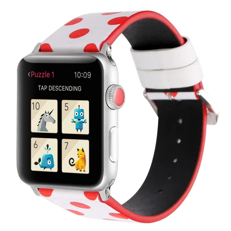 سلسلة أشرطة ساعة جلدية بديلة بنمط موجة الموضة لساعات Apple Watch Series 6 & SE & 5 & 4 مقاس 40مم / 3 & 2 & 1 مقاس 38مم، لساعات Apple Watch Series 8&7 مقاس 41مم / SE 2&6&SE&5&4 مقاس 40مم / 3&2&1 مقاس 38مم
