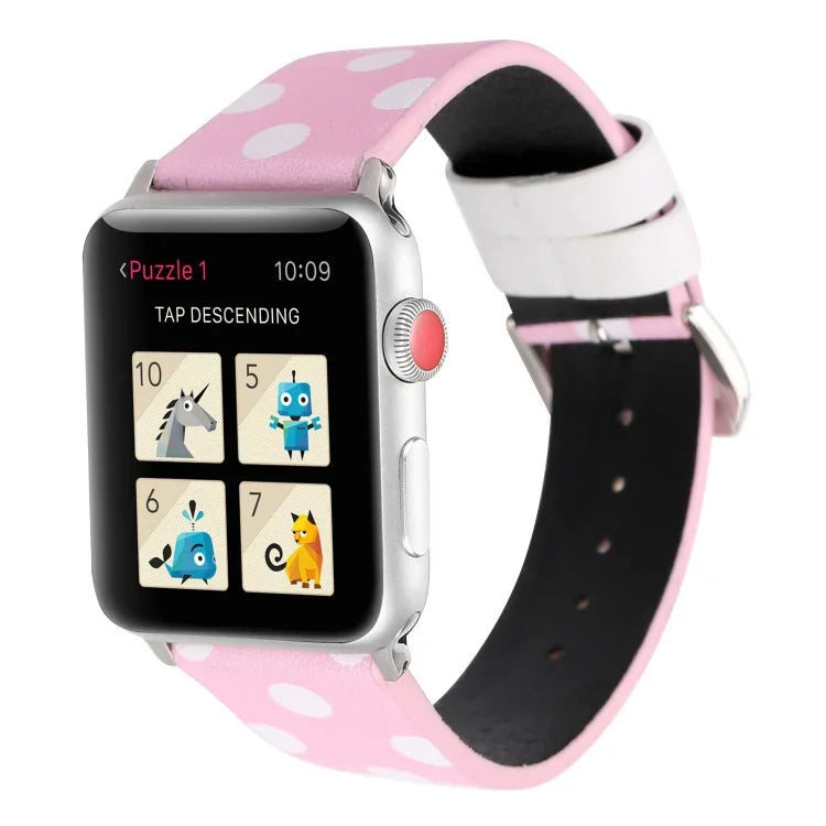سلسلة أشرطة ساعة جلدية بديلة بنمط موجة الموضة لساعات Apple Watch Series 6 & SE & 5 & 4 مقاس 40مم / 3 & 2 & 1 مقاس 38مم، لساعات Apple Watch Series 8&7 مقاس 41مم / SE 2&6&SE&5&4 مقاس 40مم / 3&2&1 مقاس 38مم