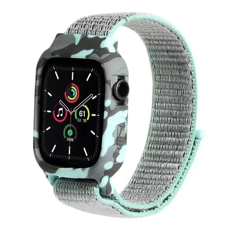 أشرطة ساعة بديلة من النايلون لساعات Apple Watch Series 6 & SE & 5 & 4 مقاس 40مم / 3 & 2 & 1 مقاس 38مم، لساعات Apple Watch Series 7 مقاس 41مم / 6 & SE & 5 & 4 مقاس 40مم / 3 & 2 & 1 مقاس 38مم