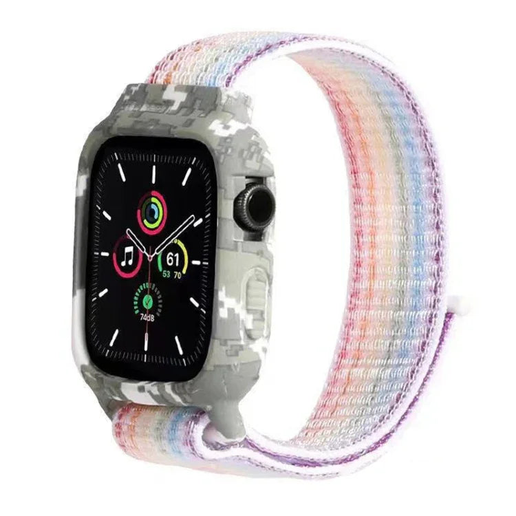 أشرطة ساعة بديلة من النايلون لساعات Apple Watch Series 6 & SE & 5 & 4 مقاس 40مم / 3 & 2 & 1 مقاس 38مم، لساعات Apple Watch Series 7 مقاس 41مم / 6 & SE & 5 & 4 مقاس 40مم / 3 & 2 & 1 مقاس 38مم