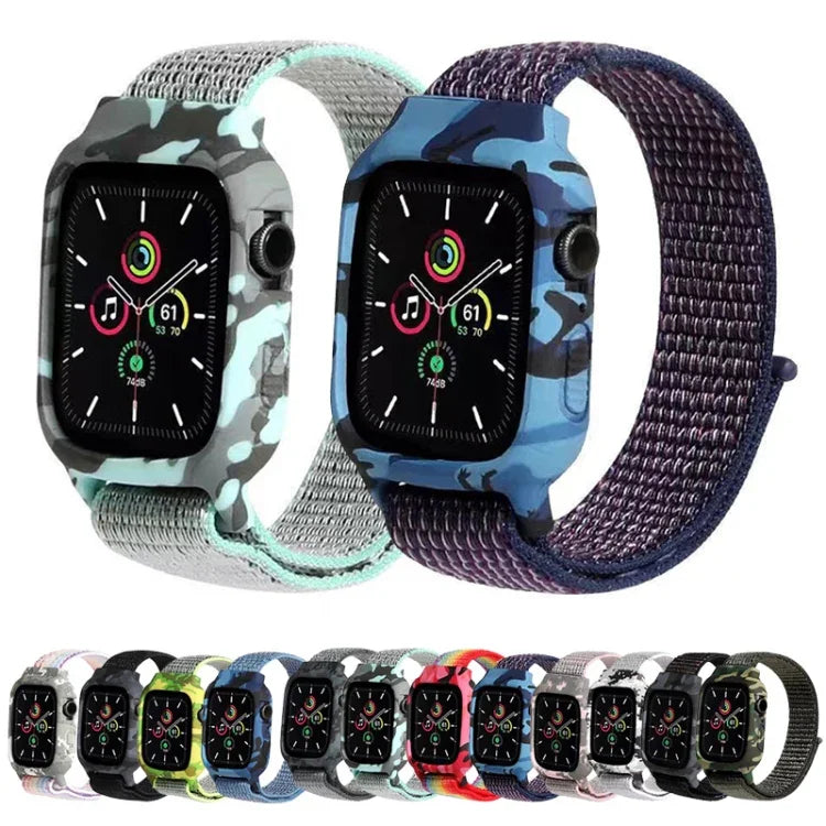 أشرطة ساعة بديلة من النايلون لساعات Apple Watch Series 6 & SE & 5 & 4 مقاس 40مم / 3 & 2 & 1 مقاس 38مم، لساعات Apple Watch Series 7 مقاس 41مم / 6 & SE & 5 & 4 مقاس 40مم / 3 & 2 & 1 مقاس 38مم