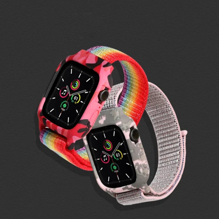 أشرطة ساعة بديلة من النايلون لساعات Apple Watch Series 6 & SE & 5 & 4 مقاس 40مم / 3 & 2 & 1 مقاس 38مم، لساعات Apple Watch Series 7 مقاس 41مم / 6 & SE & 5 & 4 مقاس 40مم / 3 & 2 & 1 مقاس 38مم