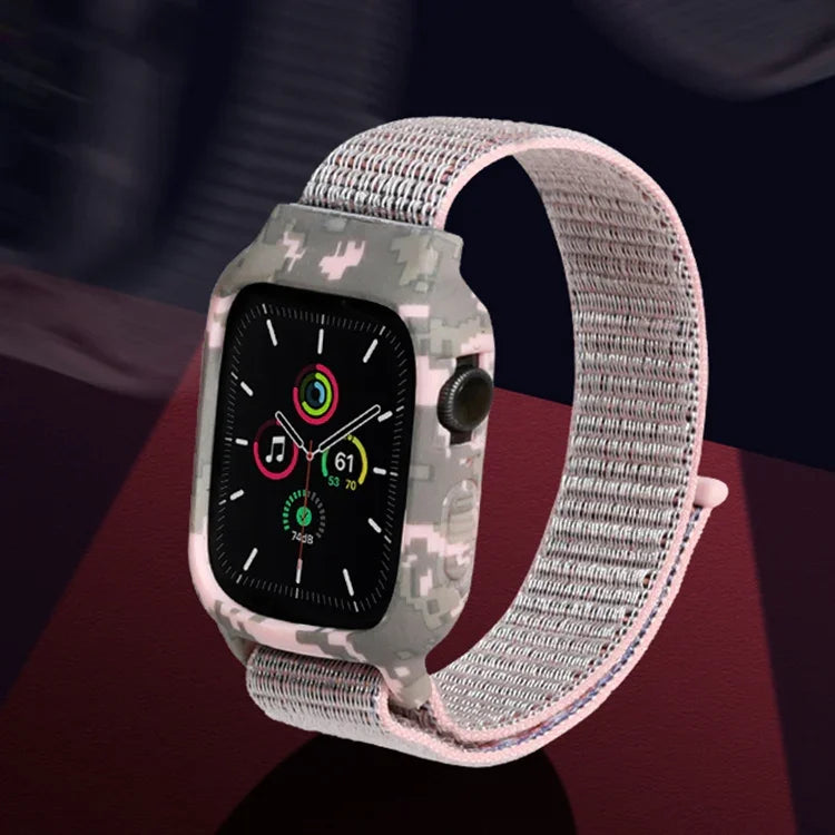 أشرطة ساعة بديلة من النايلون لساعات Apple Watch Series 6 & SE & 5 & 4 مقاس 40مم / 3 & 2 & 1 مقاس 38مم، لساعات Apple Watch Series 7 مقاس 41مم / 6 & SE & 5 & 4 مقاس 40مم / 3 & 2 & 1 مقاس 38مم