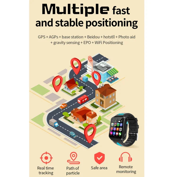 ساعة هاتف ذكية H1(1+8) بشاشة كاملة مقاس 1.54 بوصة وكاميرتان، تدعم بطاقة SIM / تتبع GPS / مسار الوقت الحقيقي / مراقبة درجة الحرارة