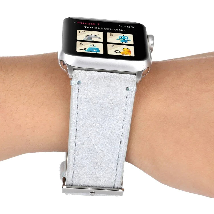 سوار ساعة من الجلد الطبيعي المطفأ لساعات Apple Watch Series 6 & SE & 5 & 4 مقاس 40مم / 3 & 2 & 1 مقاس 38مم، لساعات Apple Watch Series 7 مقاس 41مم / 6 & SE & 5 & 4 مقاس 40مم / 3 & 2 & 1 مقاس 38مم