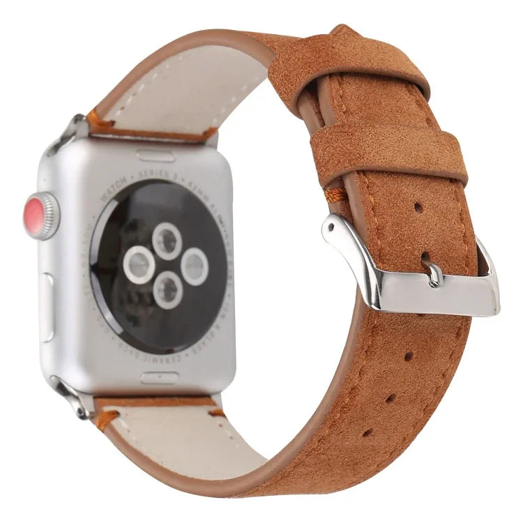 سوار ساعة من الجلد الطبيعي المطفأ لساعات Apple Watch Series 6 & SE & 5 & 4 مقاس 40مم / 3 & 2 & 1 مقاس 38مم، لساعات Apple Watch Series 7 مقاس 41مم / 6 & SE & 5 & 4 مقاس 40مم / 3 & 2 & 1 مقاس 38مم