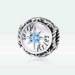 إكسسوارات أساور وقلائد من خرز زركون أبراج الفلك الاثني عشر من الفضة الإسترلينية S925، الحمل، الثور، الجوزاء، السرطان، الأسد، العذراء، الميزان، العقرب، القوس، الجدي، الدلو، الحوت