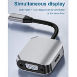 محول HW-6002 2 في 1 من Type-C / USB-C إلى HDMI + VGA، HW-6002