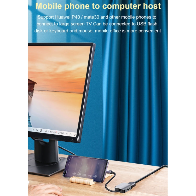 محول HW-6002 2 في 1 من Type-C / USB-C إلى HDMI + VGA، HW-6002