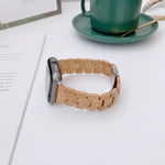 سوار ساعة من خرز الخشب المنسوج لسلسلة Apple Watch 6 و SE و 5 و 4 مقاس 44 مم / 3 و 2 و 1 مقاس 42 مم، لسلسلة Apple Watch Ultra مقاس 49 مم / 8 و 7 مقاس 45 مم / SE 2 و 6 و SE و 5 و 4 مقاس 44 مم / 3 و 2 و 1 مقاس 42 مم