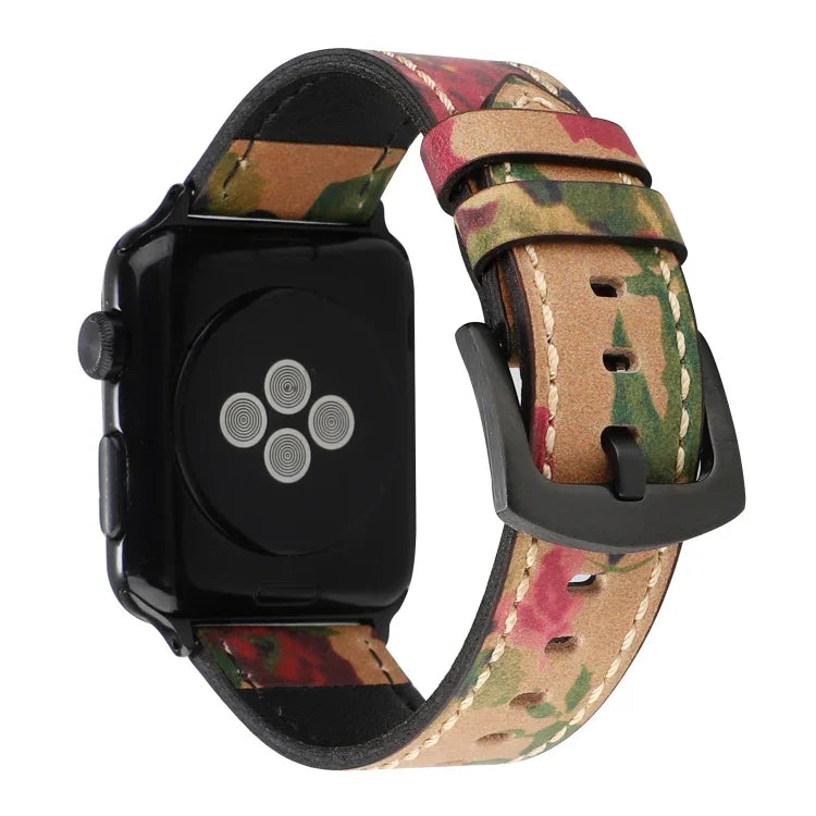 سوار ساعة من جلد البقر الطبيعي بطبقة رأسية عتيقة لسلسلة Apple Watch 6 و SE و 5 و 4 مقاس 44 مم / 3 و 2 و 1 مقاس 42 مم، لسلسلة Apple Watch 7 مقاس 45 مم / 6 و SE و 5 و 4 مقاس 44 مم / 3 و 2 و 1 مقاس 42 مم