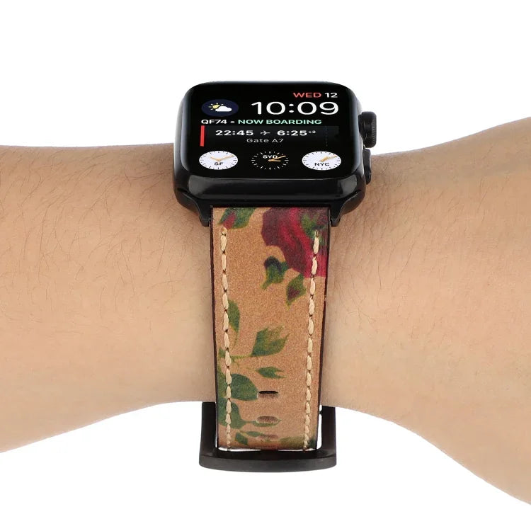 سوار ساعة من جلد البقر الطبيعي بطبقة رأسية عتيقة لسلسلة Apple Watch 6 و SE و 5 و 4 مقاس 44 مم / 3 و 2 و 1 مقاس 42 مم، لسلسلة Apple Watch 7 مقاس 45 مم / 6 و SE و 5 و 4 مقاس 44 مم / 3 و 2 و 1 مقاس 42 مم