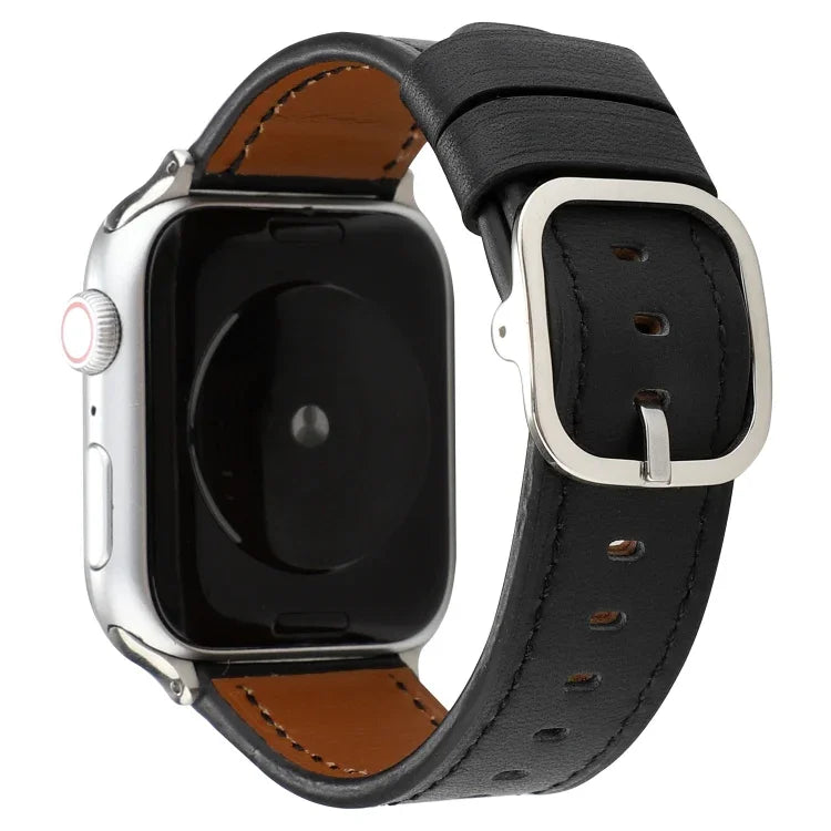 سوار جلد طبيعي بنمط إبزيم عصري، لسلسلة Apple Watch 7 مقاس 41مم / 6 وSE و5 و4 مقاس 40مم / 3 و2 و1 مقاس 38مم، لسلسلة Apple Watch 7 مقاس 45مم / 6 وSE و5 و4 مقاس 44مم / 3 و2 و1 مقاس 42مم