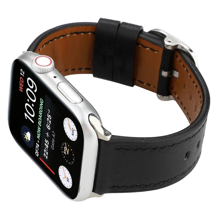 سوار جلد طبيعي بنمط إبزيم عصري، لسلسلة Apple Watch 7 مقاس 41مم / 6 وSE و5 و4 مقاس 40مم / 3 و2 و1 مقاس 38مم، لسلسلة Apple Watch 7 مقاس 45مم / 6 وSE و5 و4 مقاس 44مم / 3 و2 و1 مقاس 42مم