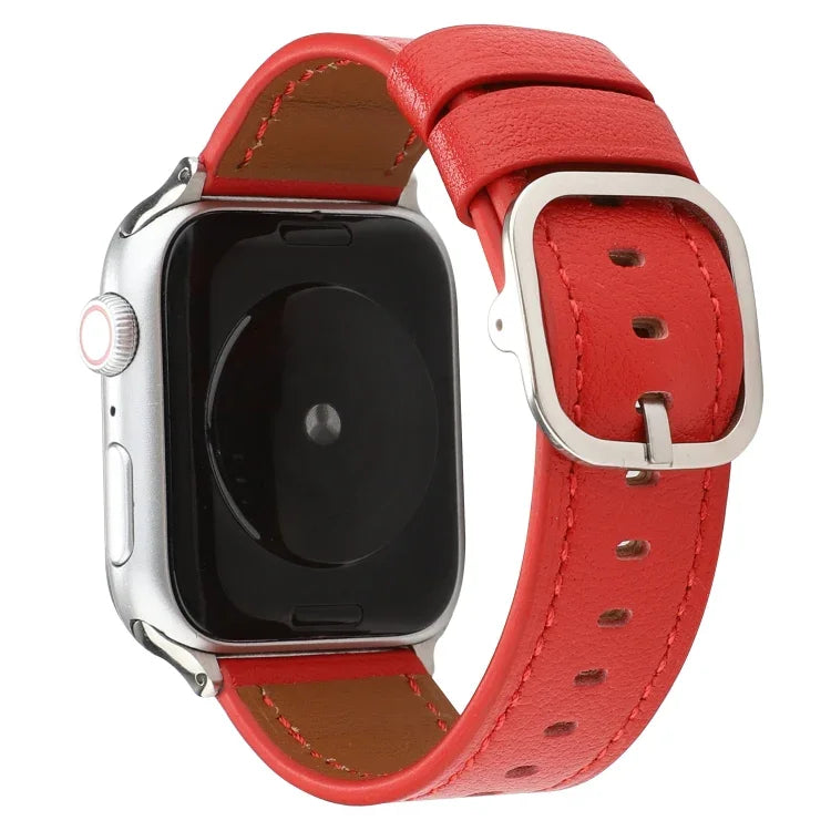 سوار جلد طبيعي بنمط إبزيم عصري، لسلسلة Apple Watch 7 مقاس 41مم / 6 وSE و5 و4 مقاس 40مم / 3 و2 و1 مقاس 38مم، لسلسلة Apple Watch 7 مقاس 45مم / 6 وSE و5 و4 مقاس 44مم / 3 و2 و1 مقاس 42مم