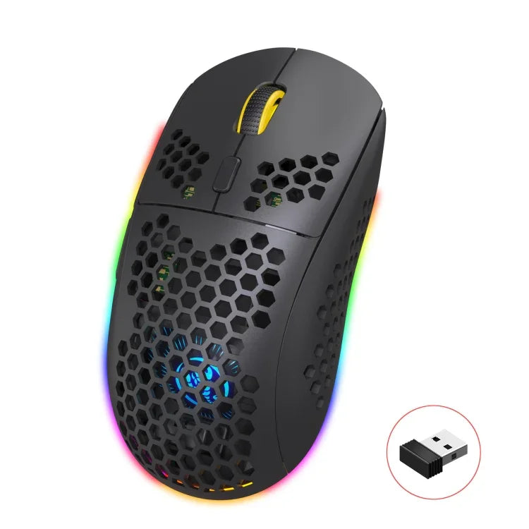 فأرة ألعاب لاسلكية HXSJ T90 بإضاءة RGB وثلاثة أوضاع