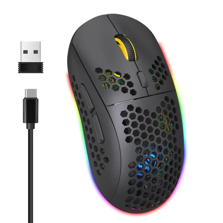 فأرة ألعاب لاسلكية HXSJ T90 بإضاءة RGB وثلاثة أوضاع