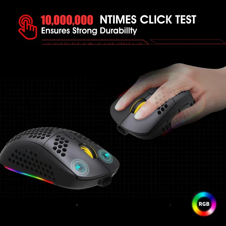 فأرة ألعاب لاسلكية HXSJ T90 بإضاءة RGB وثلاثة أوضاع