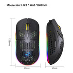 فأرة ألعاب لاسلكية HXSJ T90 بإضاءة RGB وثلاثة أوضاع