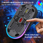 فأرة ألعاب لاسلكية HXSJ T90 بإضاءة RGB وثلاثة أوضاع