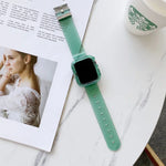 سوار ساعة شفاف من TPU بألوان حلوى لسلسلة Apple Watch 6 و SE و 5 و 4 مقاس 40 مم، لسلسلة Apple Watch 7 مقاس 41 مم / و 6 و SE و 5 و 4 مقاس 40 مم