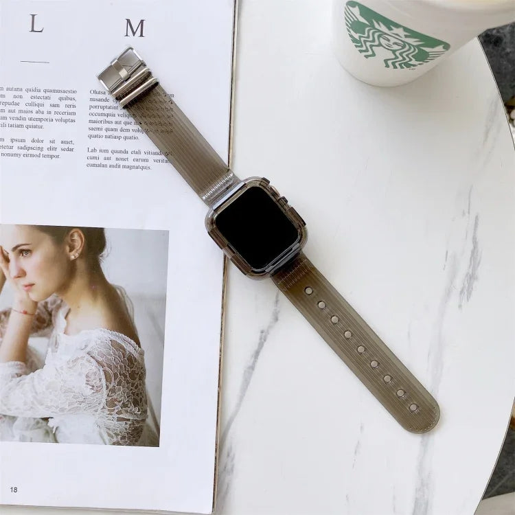 سوار ساعة شفاف من TPU بألوان حلوى لسلسلة Apple Watch 6 و SE و 5 و 4 مقاس 40 مم، لسلسلة Apple Watch 7 مقاس 41 مم / و 6 و SE و 5 و 4 مقاس 40 مم