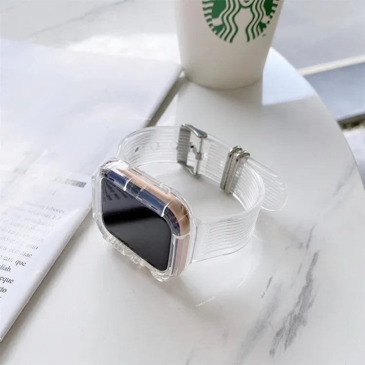 سوار ساعة شفاف من TPU بألوان حلوى لسلسلة Apple Watch 6 و SE و 5 و 4 مقاس 40 مم، لسلسلة Apple Watch 7 مقاس 41 مم / و 6 و SE و 5 و 4 مقاس 40 مم