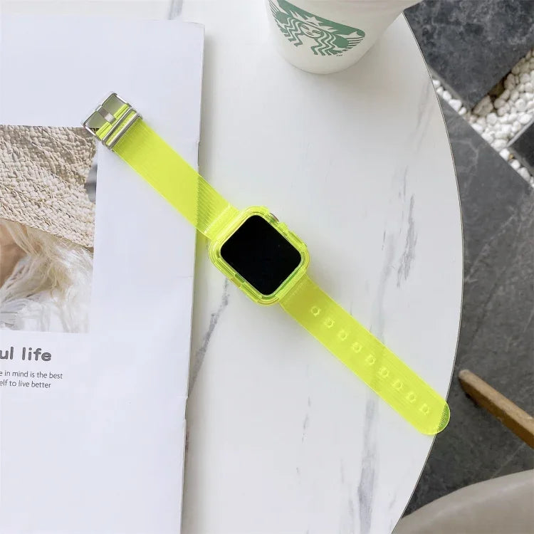 سوار ساعة شفاف من TPU بألوان حلوى لسلسلة Apple Watch 6 و SE و 5 و 4 مقاس 40 مم، لسلسلة Apple Watch 7 مقاس 41 مم / و 6 و SE و 5 و 4 مقاس 40 مم
