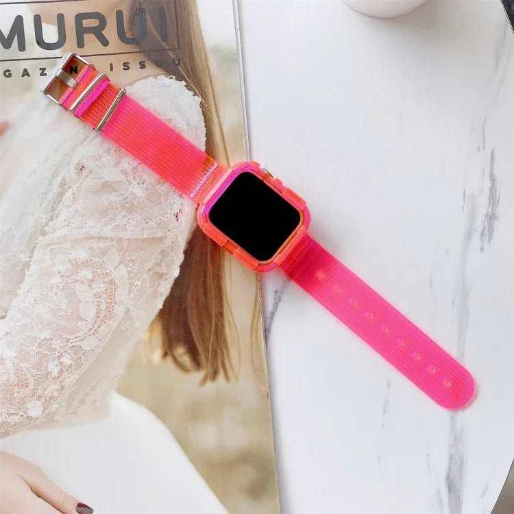 سوار ساعة شفاف من TPU بألوان حلوى لسلسلة Apple Watch 6 و SE و 5 و 4 مقاس 40 مم، لسلسلة Apple Watch 7 مقاس 41 مم / و 6 و SE و 5 و 4 مقاس 40 مم