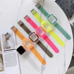 سوار ساعة شفاف من TPU بألوان حلوى لسلسلة Apple Watch 6 و SE و 5 و 4 مقاس 44مم، لسلسلة Apple Watch 7 مقاس 45مم / و 6 و SE و 5 و 4 مقاس 44مم