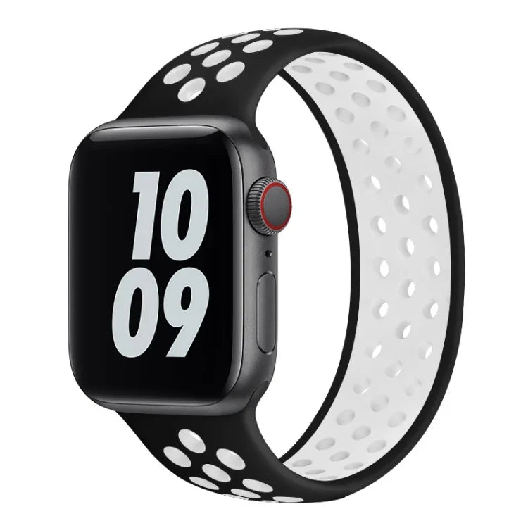 سوار ساعة من السيليكون المرن لسلسلة Apple Watch 6 و SE و 5 و 4 مقاس 44مم / 3 و 2 و 1 مقاس 42مم، 150مم (أسود أبيض)، 150مم (وردي فاتح أبيض)، 150مم (أزرق أبيض)، 160مم (وردي فاتح أبيض)