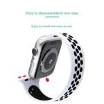 سوار ساعة من السيليكون المرن لسلسلة Apple Watch 6 و SE و 5 و 4 مقاس 44مم / 3 و 2 و 1 مقاس 42مم، 150مم (أسود أبيض)، 150مم (وردي فاتح أبيض)، 150مم (أزرق أبيض)، 160مم (وردي فاتح أبيض)